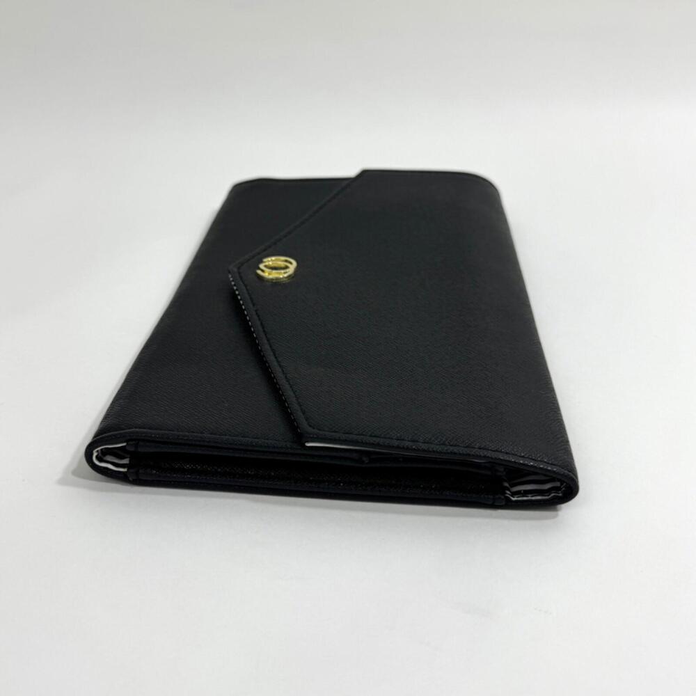 Minicci Solid Black Faux Leather Large Rectangle Envelope Wallet Clutch New - Picture 5 of 11